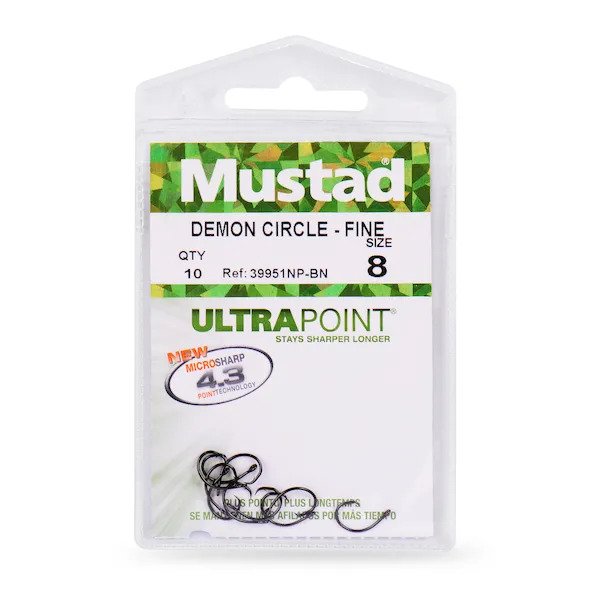 Mustad UltraPoint Demon Tuna Perfect Circle Hook, Size 8/0, Black Nickel, (100 Pk)