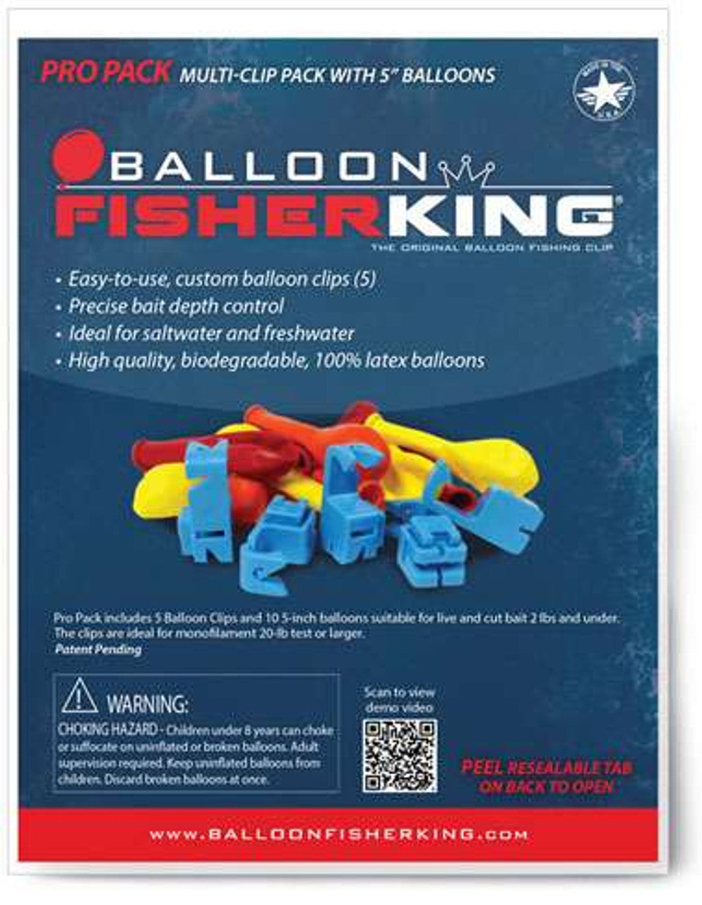 Balloon Fisher King Pro Pack - 5 Balloon Clips, 10 5in Balloons