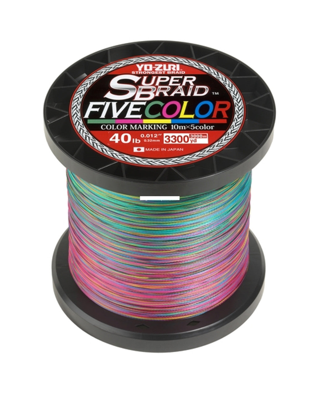 Yo-Zuri SuperBraid Braided Line, 40lb, 3300yd, Five Color