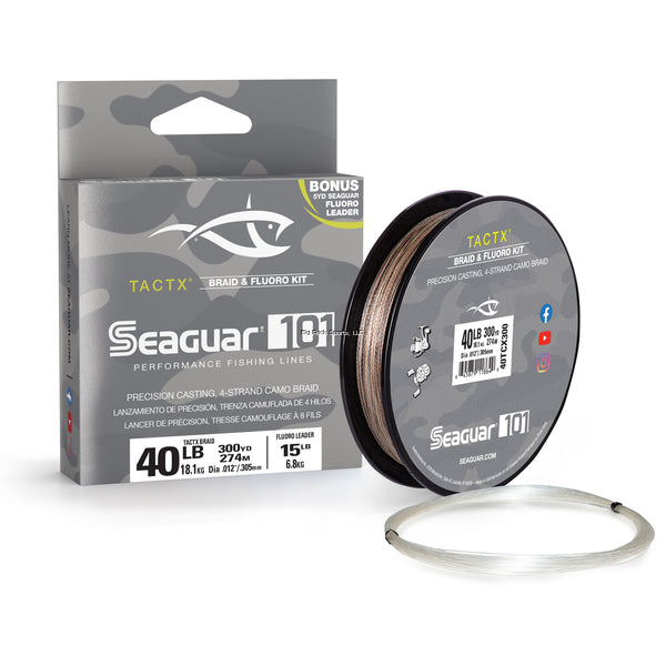 Seaguar 101 TactX Braid w/ Fluoro Leader 300yd 40lb, Clear