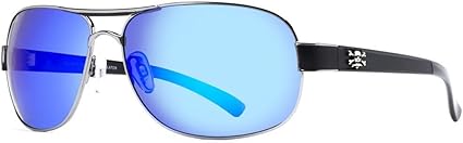 Calcutta Roanoke Sunglasses Black Wire Frame Blue Mirror Lens