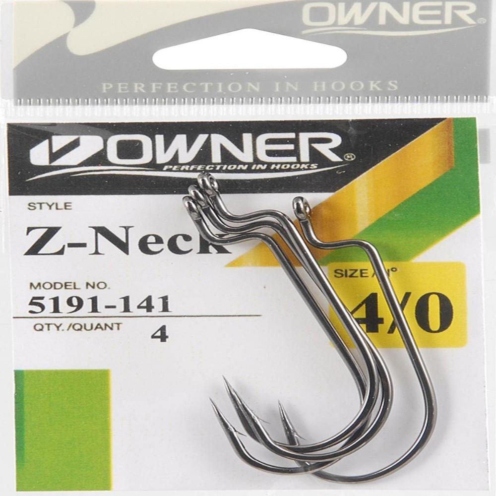 Owner 5191-141 Sz 4/0 All Purpose Worm Black Chrome Hooks 4 per Pack
