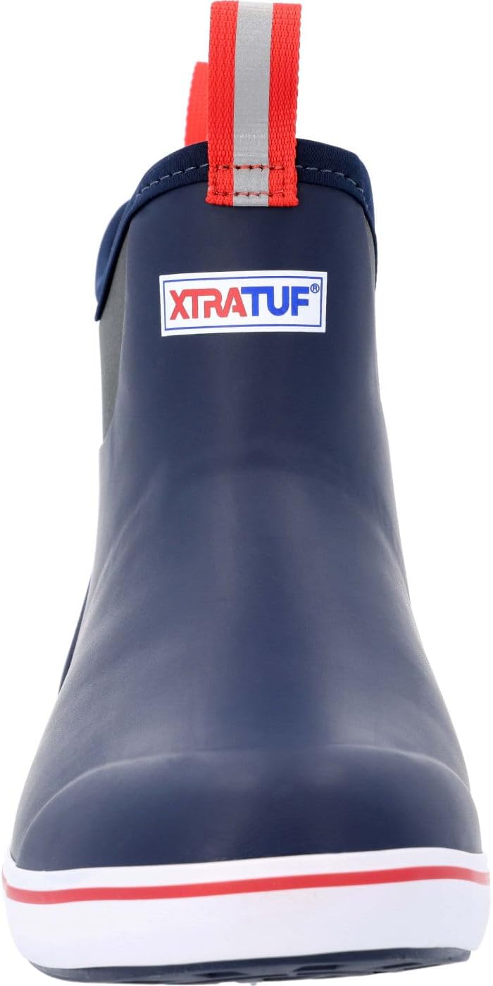 Xtratuf Full Rubber Deck Boot, Size 12, Navy/Red, 6"