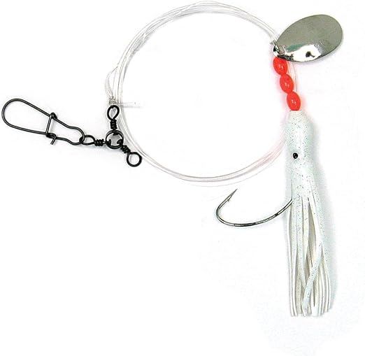 Sea Striker 365-WH Squid Skirt Rig with Spinner, 3", 1/0 Wide Gap Hook