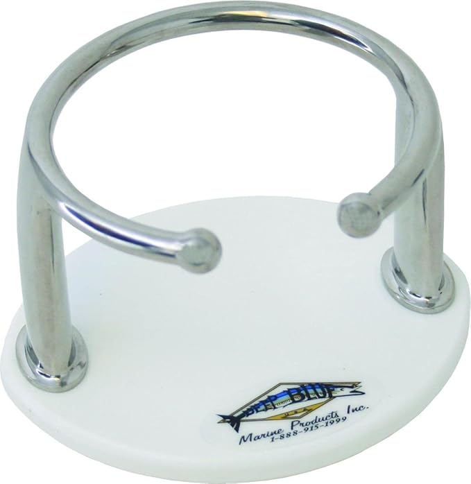 Deep Blue Single Drink Holder SSteel w/White Base Suction