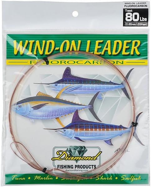 Diamond Fluorocarbon Wind-On Leader 80lb 25' Clear White