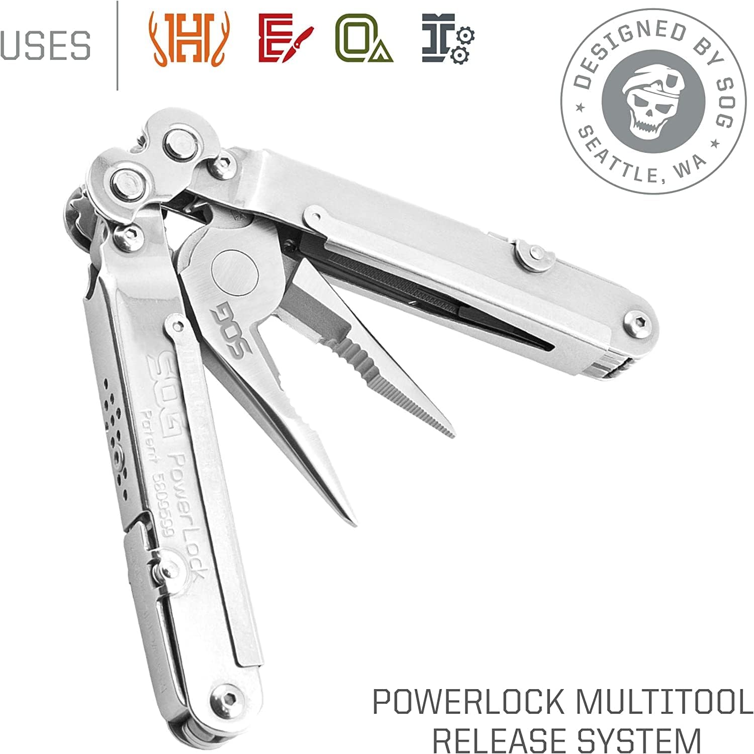 SOG PowerLock Heavy Duty Multitool Pliers with Ballistic Nylon Sheath and Clip