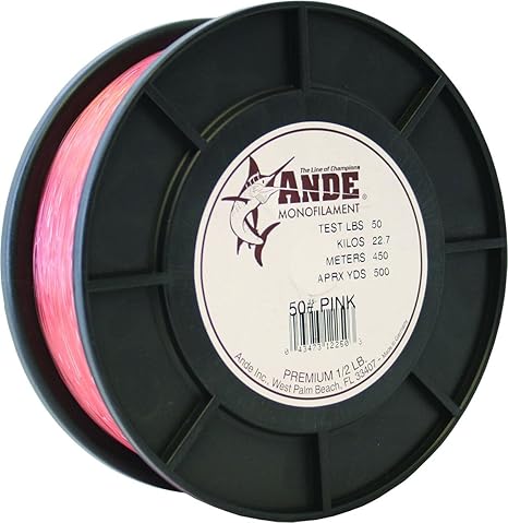 Ande A12-50P Premium Mono Line 1/2lb Spool 50lb 500yd Pink