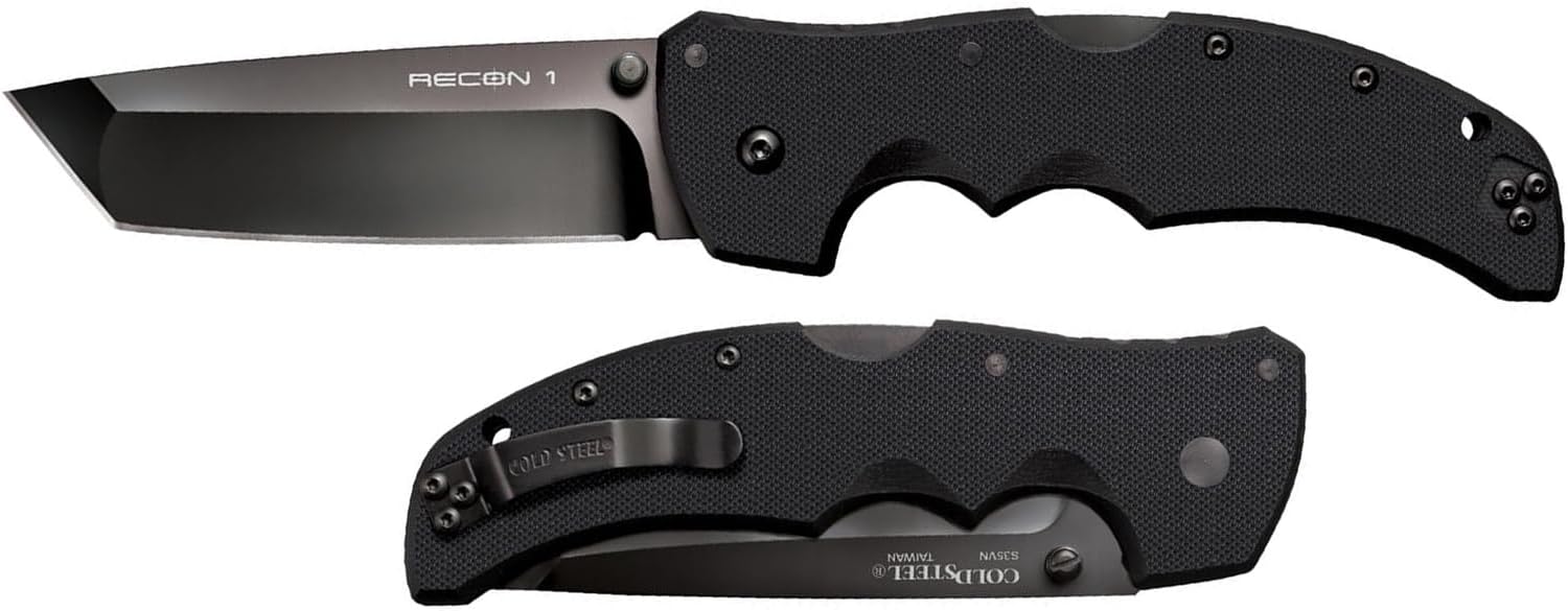 Cold Steel Recon 1 Folding Knife, 4" Tanto Blade, 9 3/8" Overall