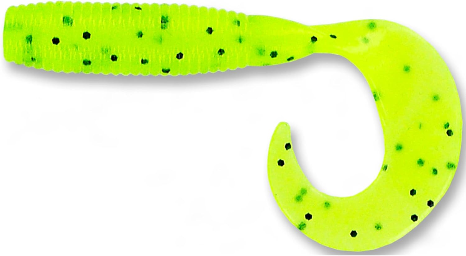 Yamamoto Single Tail Grub, 4", 20pk, Chartreuse w/Large Black Flake