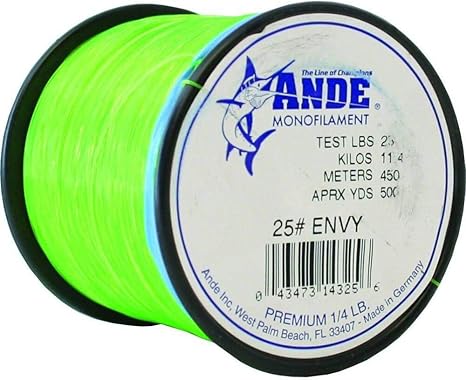Ande Premium Mono Line 1/4lb Spool 25lb 500yd Green Hi-Vis
