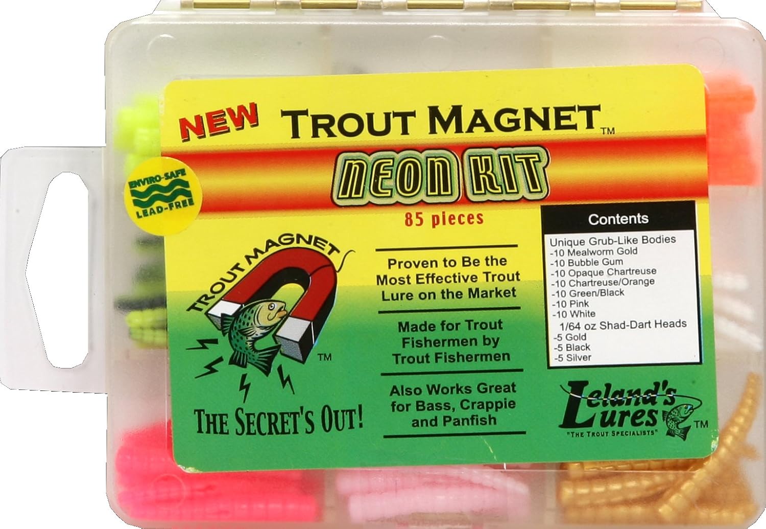 Leland Trout Magnet Lead Free Neon Kit 70 Bodies 15 HKS Lead Free