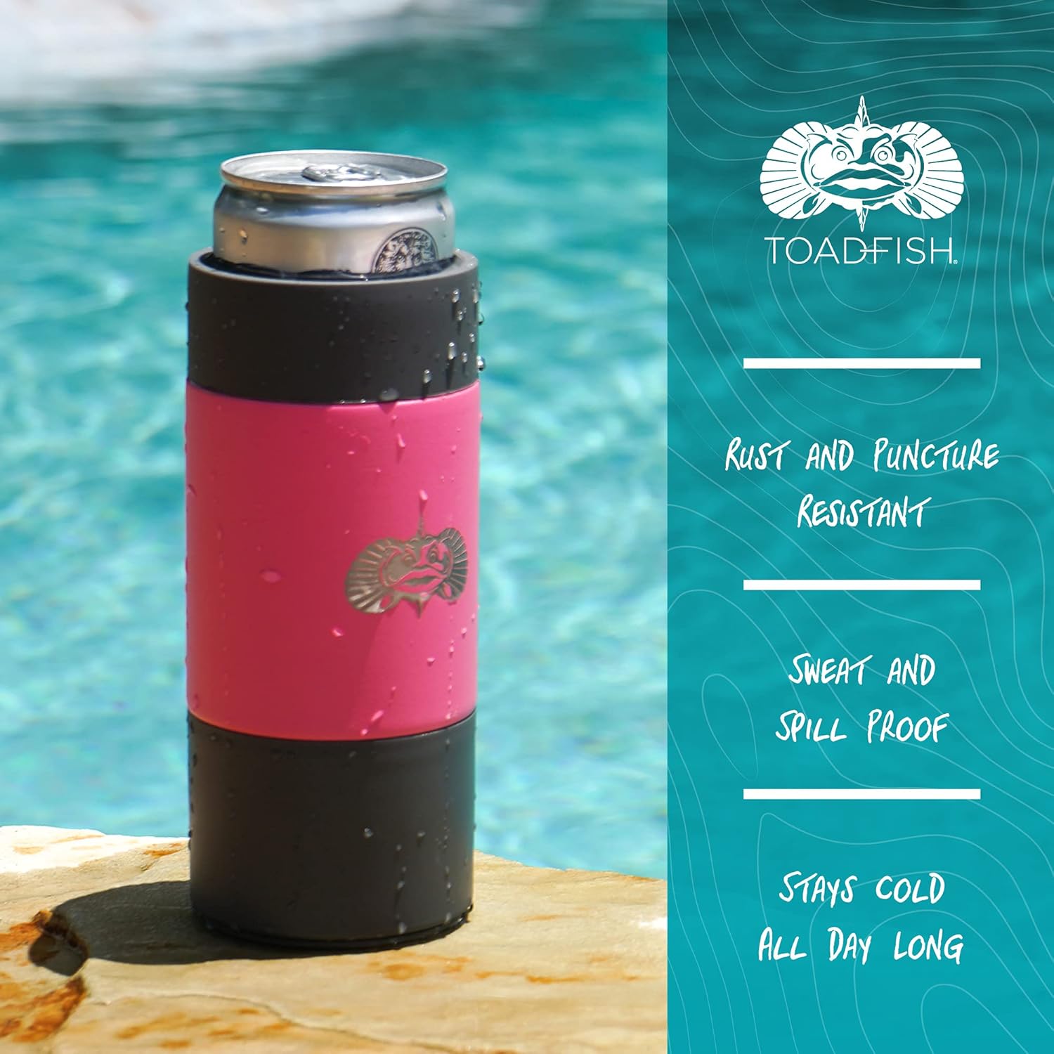 Toadfish Non-Tipping SLIM CAN Cooler for 12oz Cans, 2-Pack, Graphite