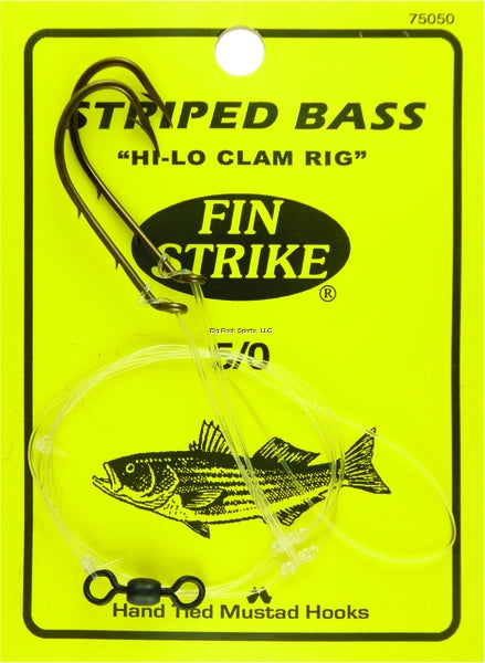 Fin Strike Striped Bass Rigs Baitholder Brnz, Sz 5/0, 2Pk, Hi-Lo Clam Rig