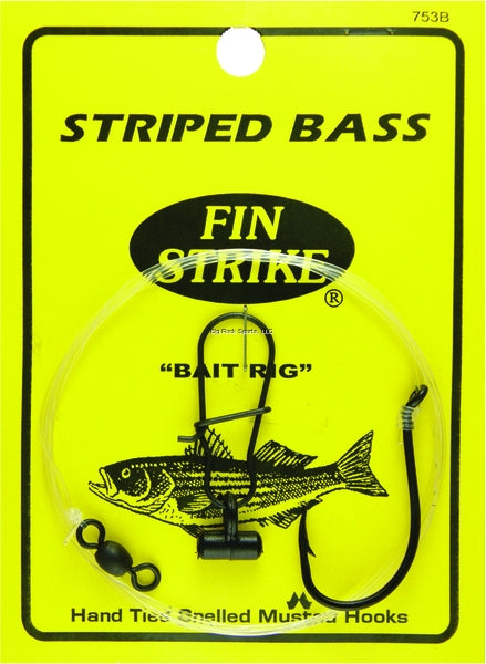 Fin Strike Striped Bass Rigs Beak Octopus, Blk, Bait Rig w/Swivel & Sinker Slide