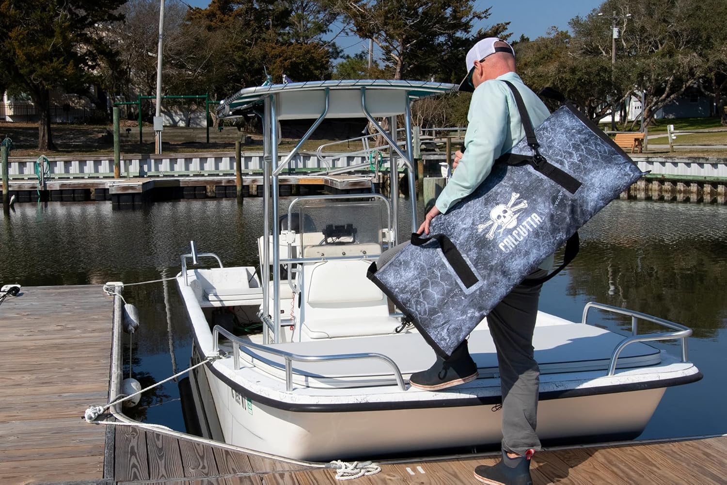 Calcutta Pack Fish Cooler, 40"x16", Built in Ruler, Mossy Oak Cloudbank