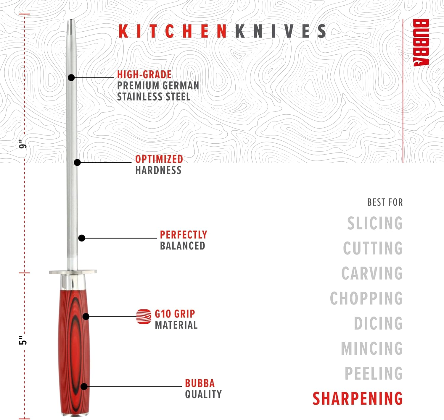 Bubba 9" Kitchen Honing Rod