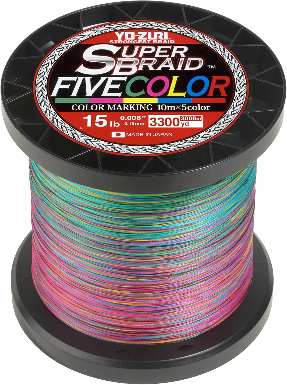 Yo-Zuri SuperBraid Braided Line Bulk Spools [30-100lb, 3300yd, Five Color]