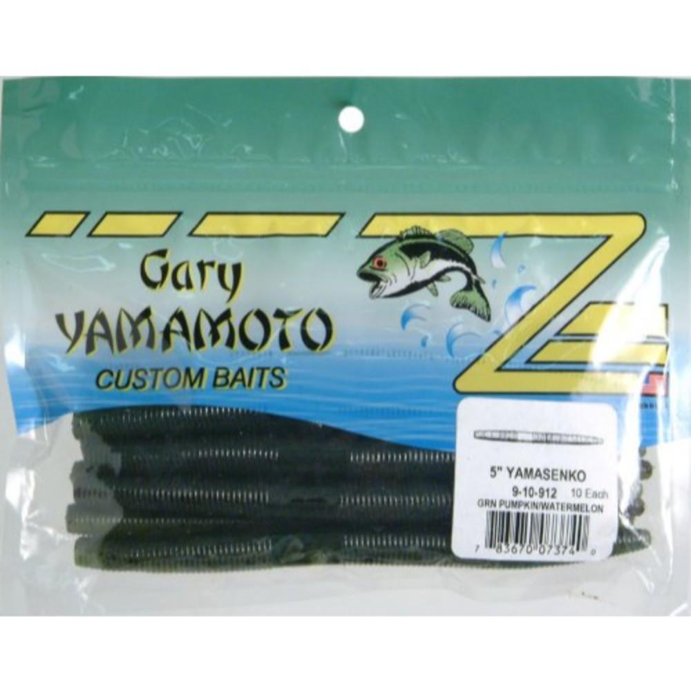 Gary Yamamoto Custom Baits 5 inch Senko, Green Pumpkin with Large Black Flakes, Size: 5