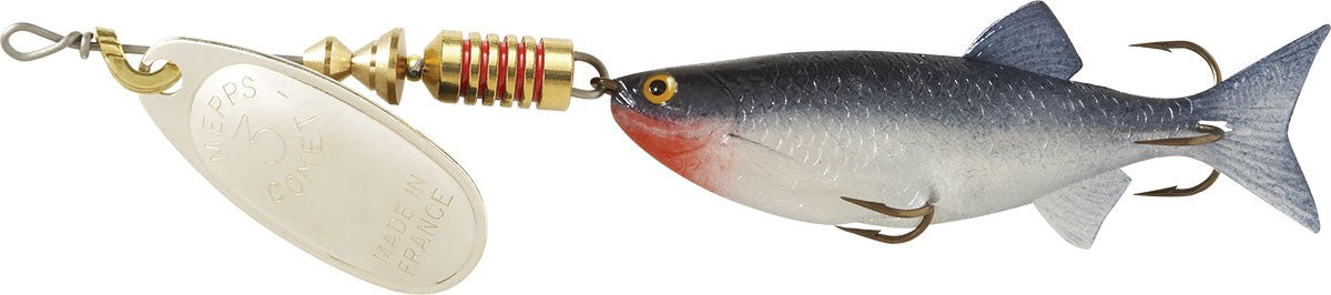 Mepps Comet Mino In-Line Spinner Silver Blade with Shad Mino, Floating