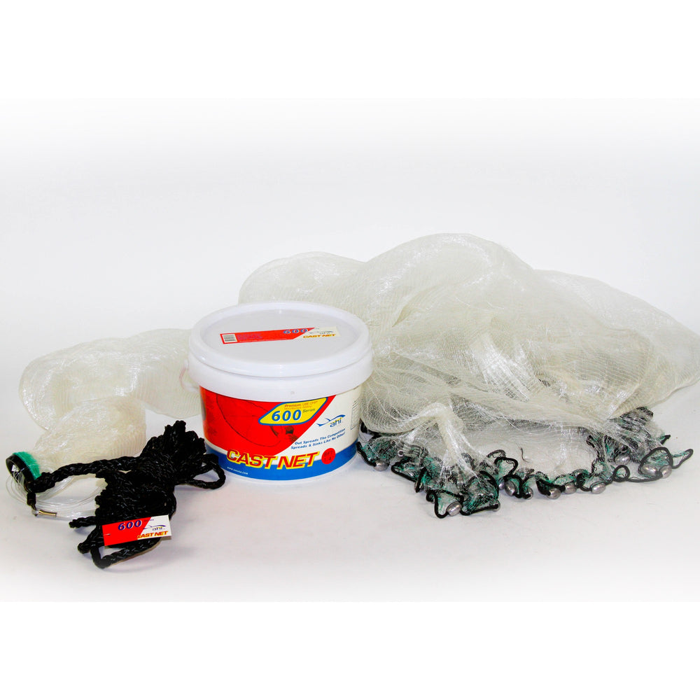 Ahi CN-612 600 Pro Series 6 Panel Cast Net 12 Ft - Clear Mono Net