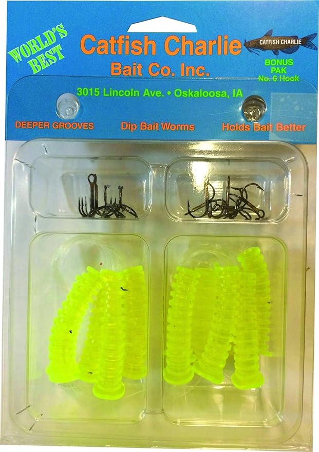 Catfish Charlie Dip Bait Worm, 12pk