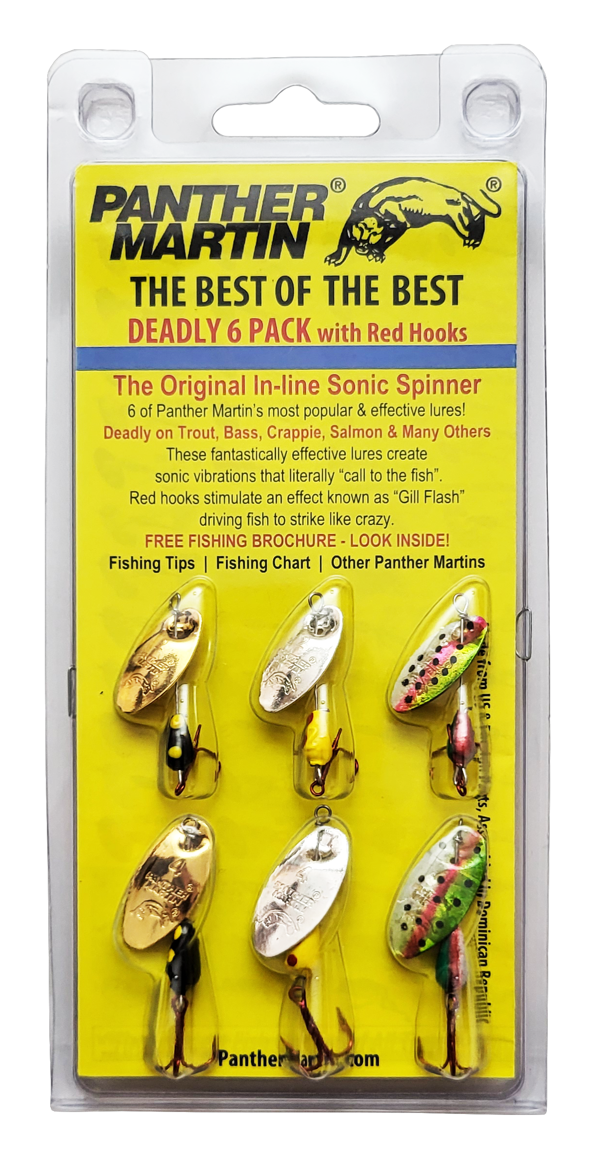 Panther Martin PMSH6 Single Hook Spinners Fishing Lure Kit - Assorted -  Pack of 6