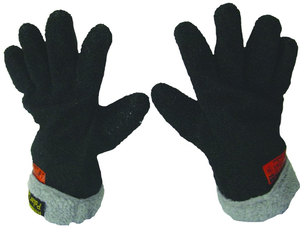 HT Alaskan Polar Ice Fishing Fleece Lined Gloves, Large, Black Waterproof