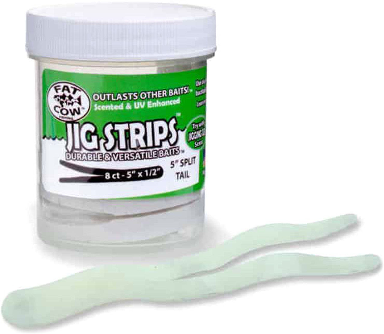 Fat Cow Fishing Jig Strips - Split Tail, 5" X 1/2", Scented