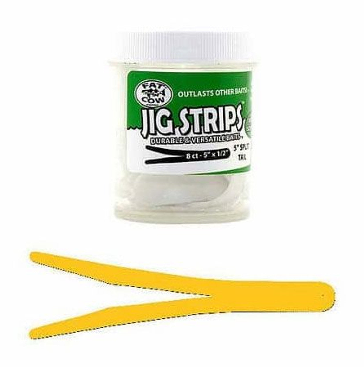 Fat Cow Fishing Jig Strips - Split Tail, 5" X 1/2", Scented