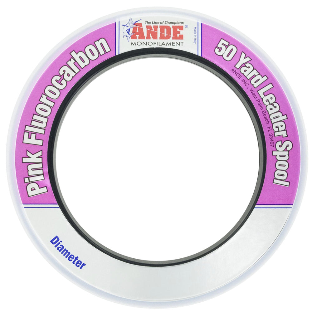 Ande Pink Fluorocarbon Leader Wrist Spool 40lb 50yd