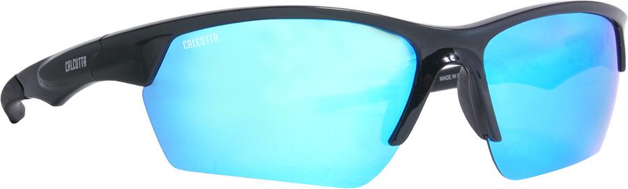 Calcutta First Strike Polarized Sunglasses Shiny Black Frame/Blue Mirror Lens