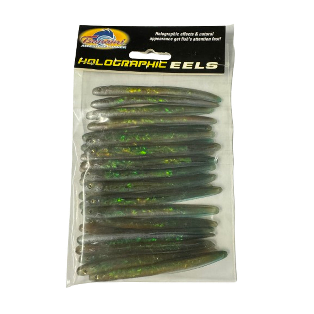 Tsunami HE4-25-8 Super Realistic Holographic Eel - 4" (25 Pack) Blue Back