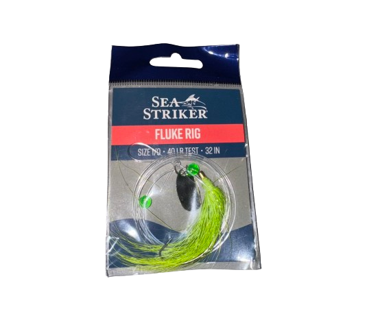 Sea Striker Fluke Rig w/ Spin Blade 60lb Mono 1/0 Hook Chartreuse Skirt