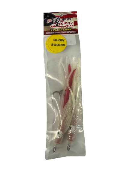 Run Off Lures Rigged Teaser Glow Squid (Size 7/0-9/0 Hook, 2pk)