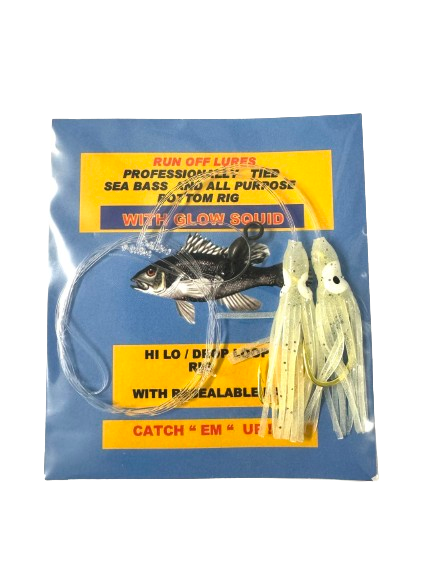 Run Off Lures Hi/Lo Seabass Squid Rigs, White