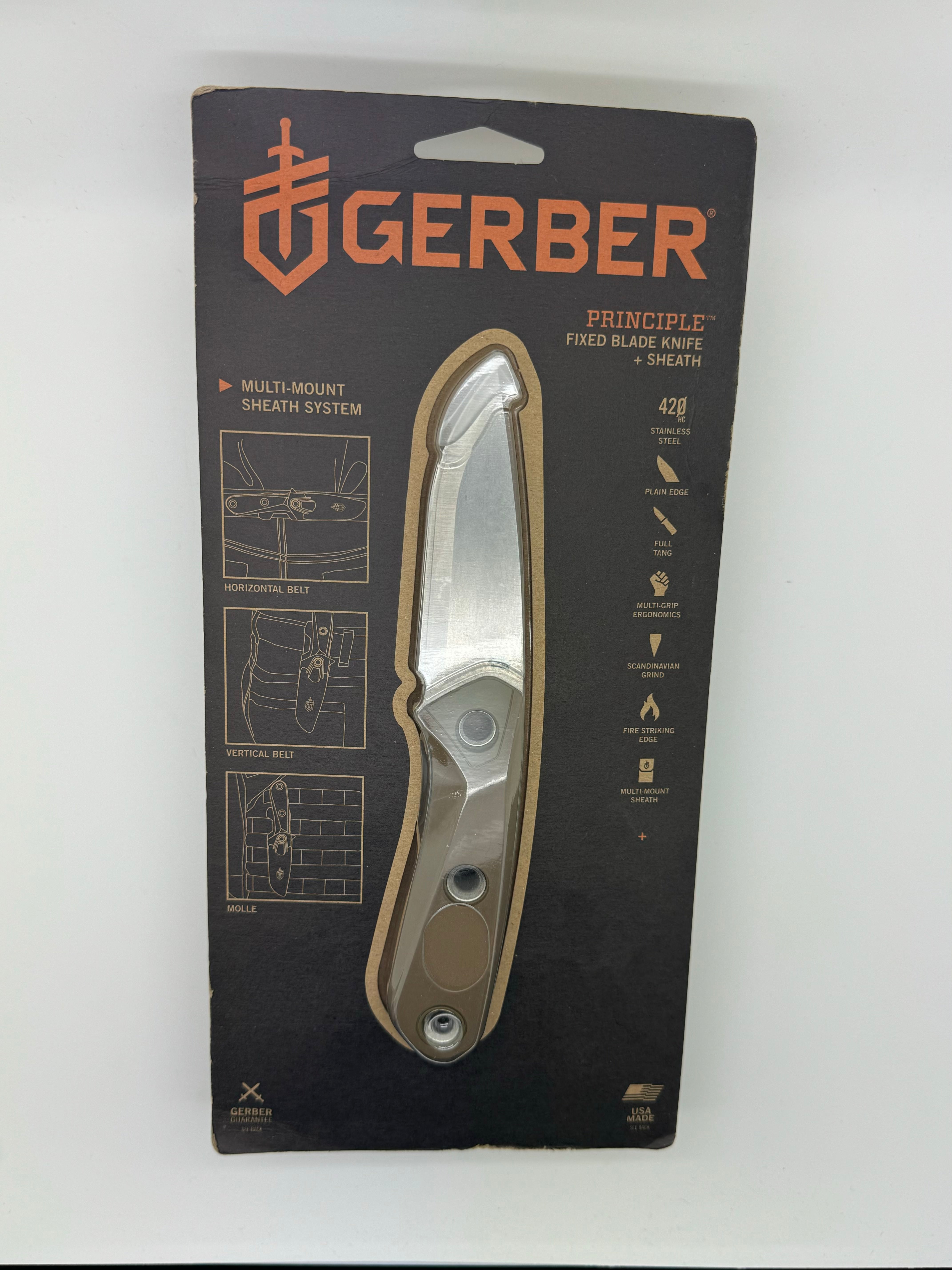 Gerber Principle Fixed Blade, 420HC Steel, Fine Edge