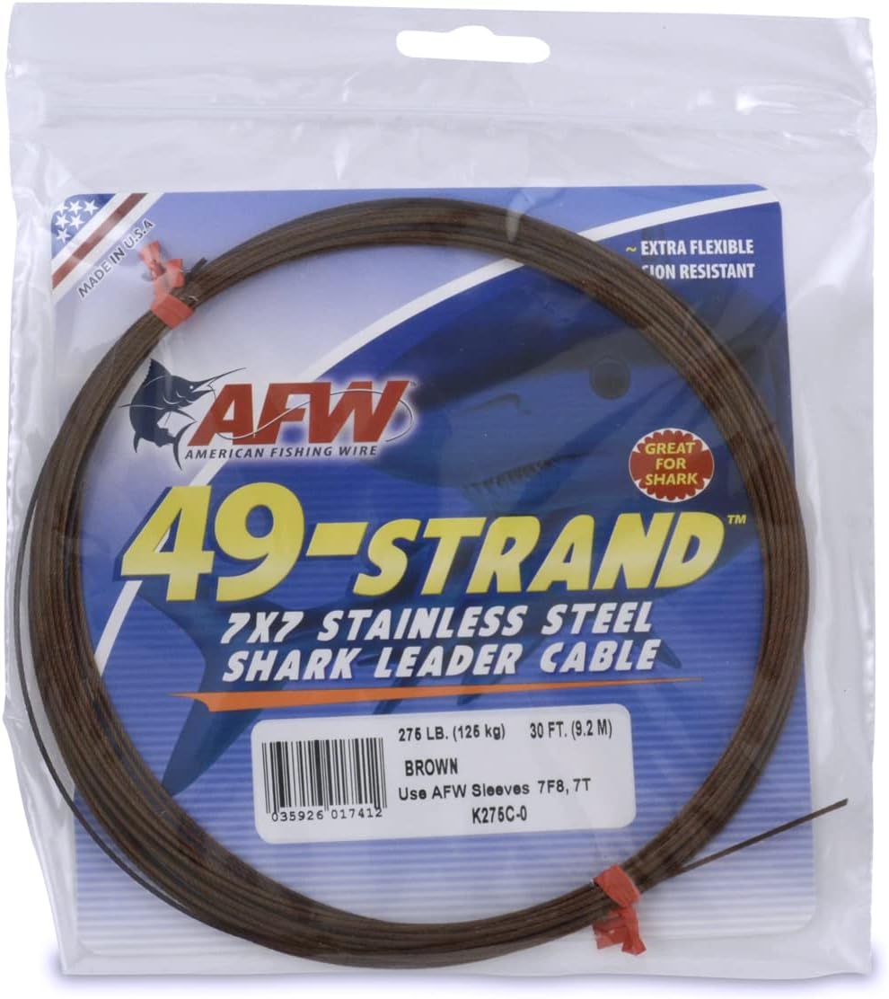 American Fishing Wire 49 Strand 7x7 Camo Stainless Steel Shark Leader Cable