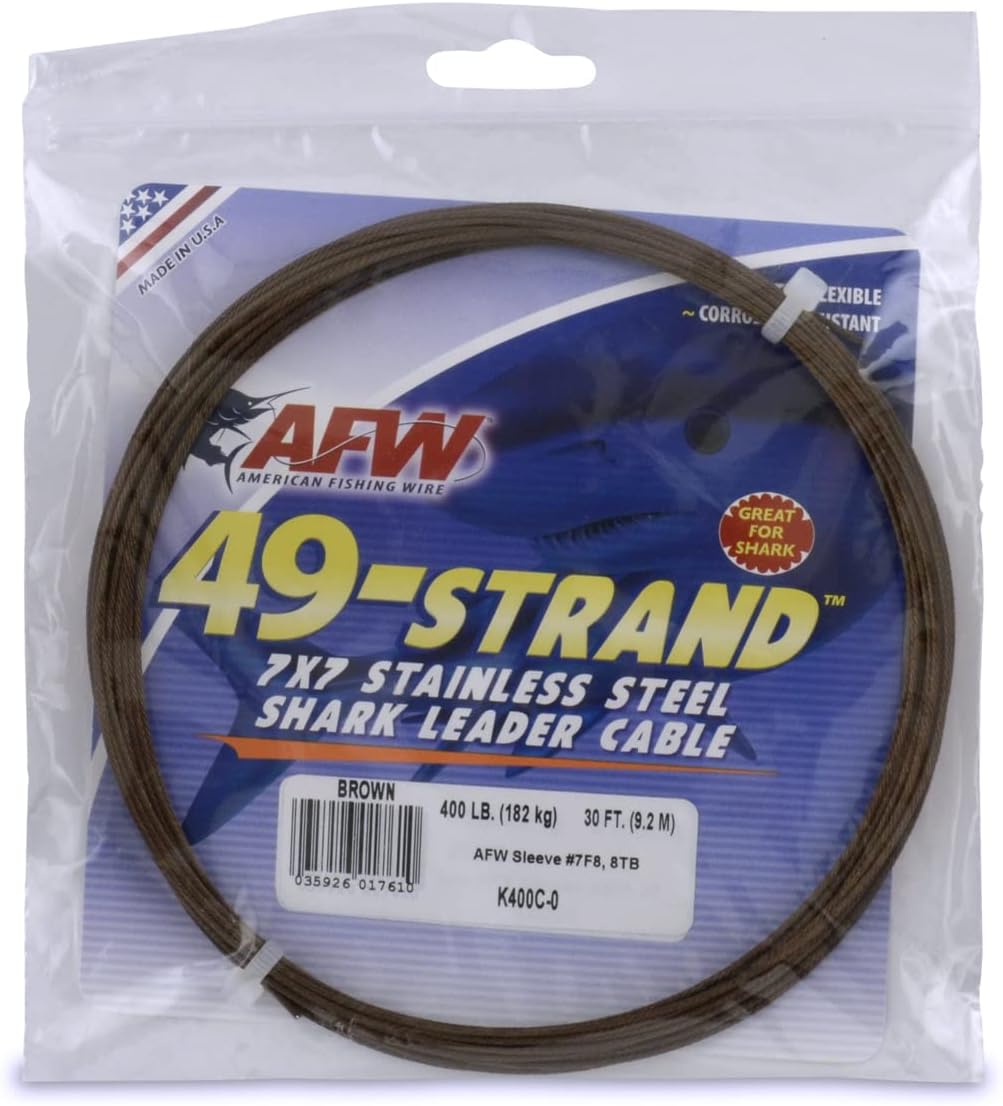 American Fishing Wire 49 Strand 7x7 Camo Stainless Steel Shark Leader Cable