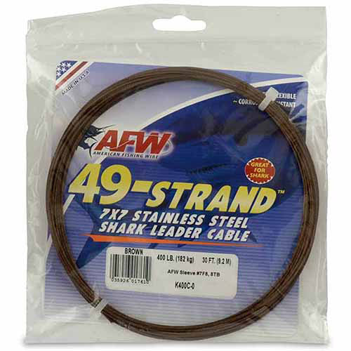 American Fishing Wire 49 Strand 7x7 Camo Stainless Steel Shark Leader Cable