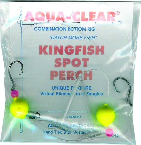 Aqua Clear Spot-Kingfish-Perch Black Nickel Hooks Red Bead/Chartreuse Floats Size 4