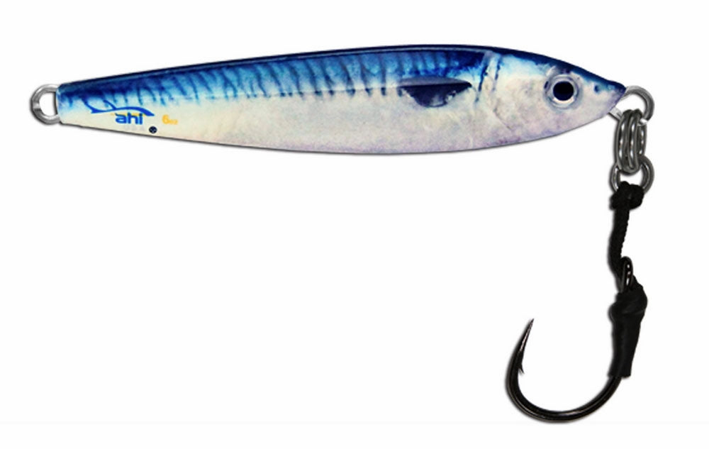 Ahi LDJA-6-BM Live Deception Jigs - 6 oz, Blue Mackerel w/Assist Hook