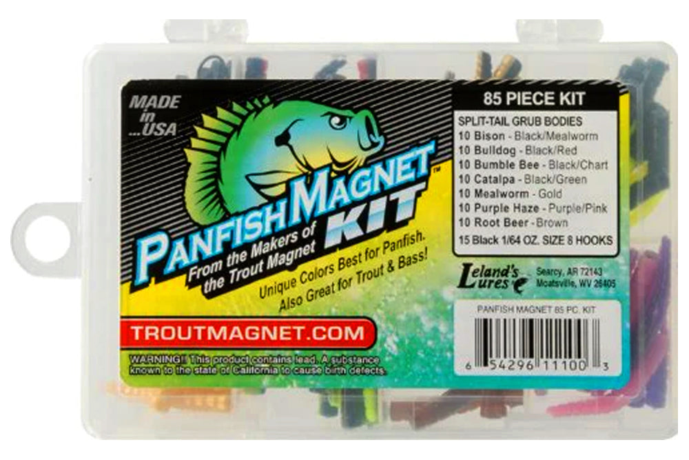 Leland Panfish Crappie Magnet Kit & Grubs  KIT - 85 Piece Made in USA