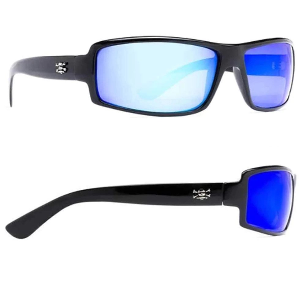 Calcutta Whitehaven Polarized Sunglasses Shiny Black Frame/Blue Mirror Lens