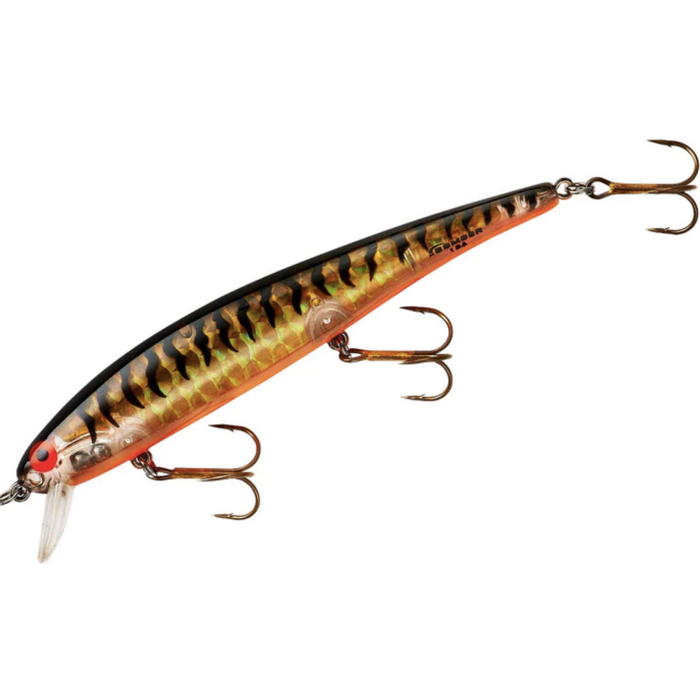 Bomber B15 Long A 4 1/2" Shallow Jerkbait, Gold Prism Blk Orange