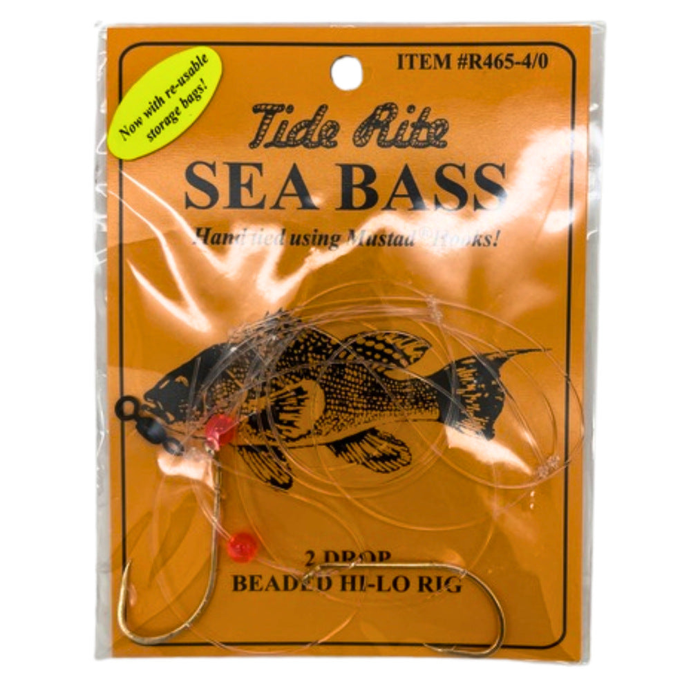 Tide Rite Sea Bass 2-Drop Beaded Hi-Lo Rig Baitholder Hooks