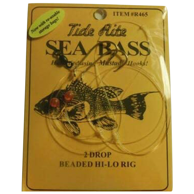 Tide Rite Sea Bass 2-Drop Beaded Hi-Lo Rig Baitholder Hooks