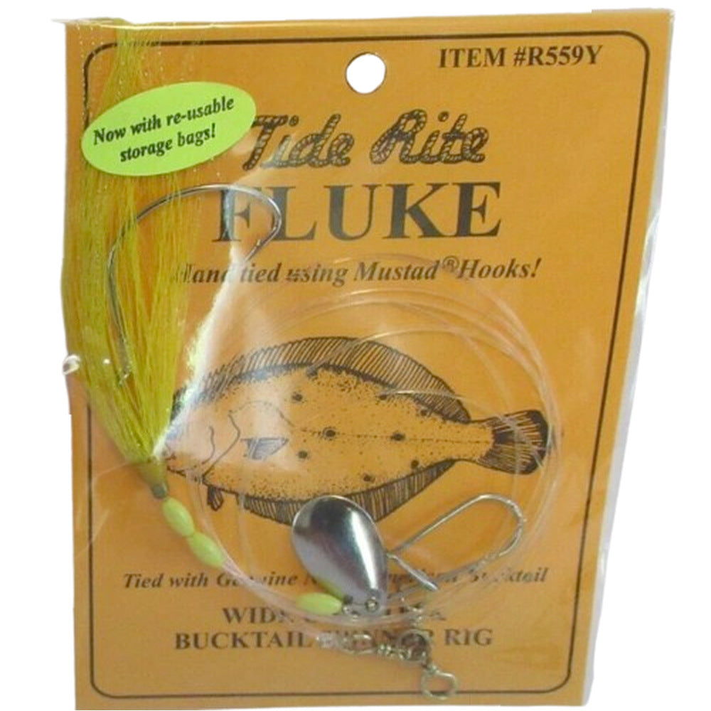 Tide Rite Hand Tied Bucktail Spinner Rigs for Fluke with Mustad Wide Gap Hooks