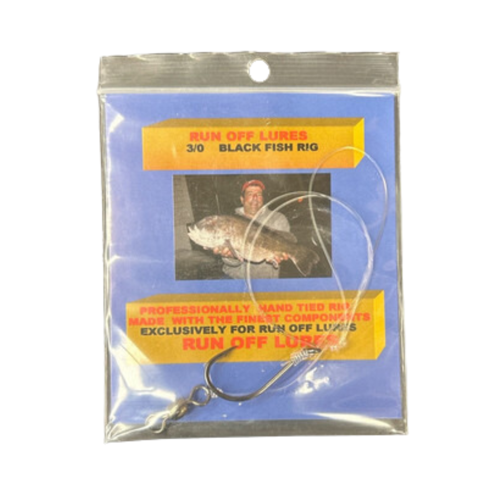 Run Off Lures Single Black Fish Rig (Size 3/0-5/0 Hook, Silver)