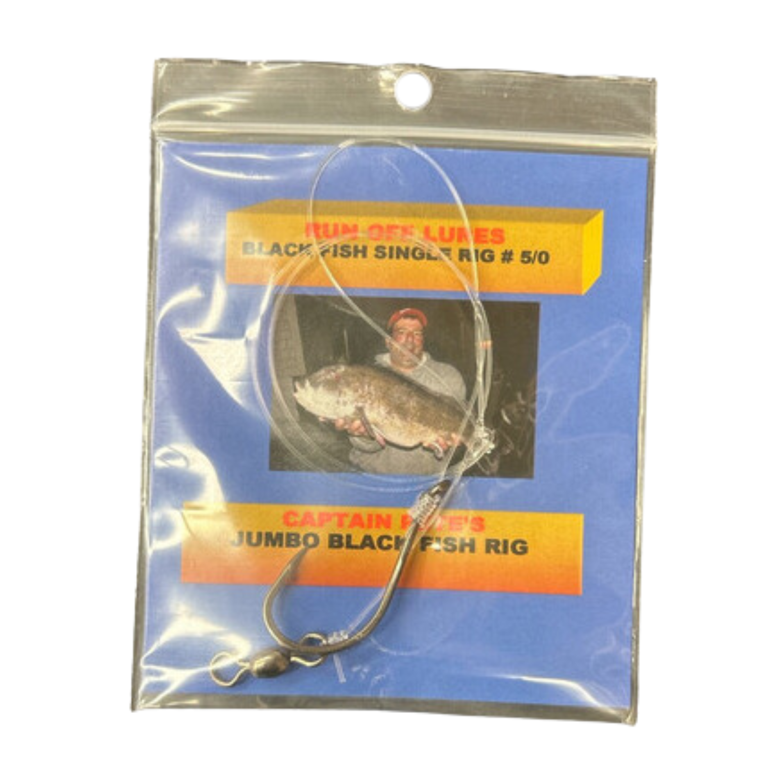 Run Off Lures Single Black Fish Rig (Size 3/0-5/0 Hook, Silver)